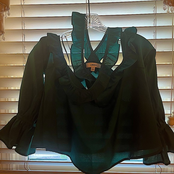 *NWOT* Likely Green Ruffle Top, Size Small NEVER WORN - Picture 2 of 6